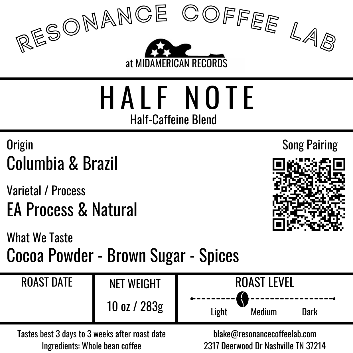 HALF NOTE Half Caffeine Blend // Light/Medium Roast