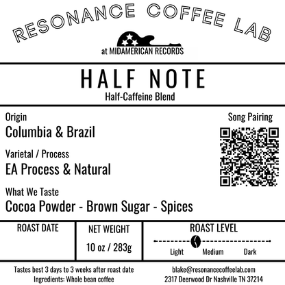 HALF NOTE Half Caffeine Blend // Light/Medium Roast
