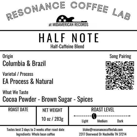HALF NOTE Half Caffeine Blend // Light/Medium Roast